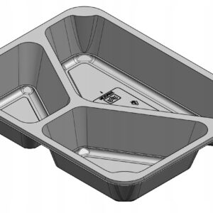 Pojemnik trójdzielny PP trzy komory do zgrzewu CZARNY 227x178x40mm 50 szt