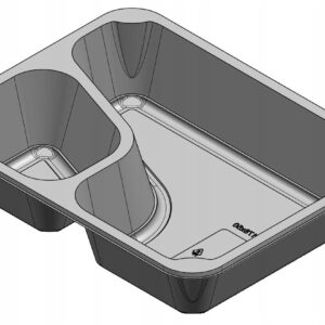 Pojemnik dwudzielny PP dwie komory do zgrzewu CZARNY 227x178x50 mm 50 szt